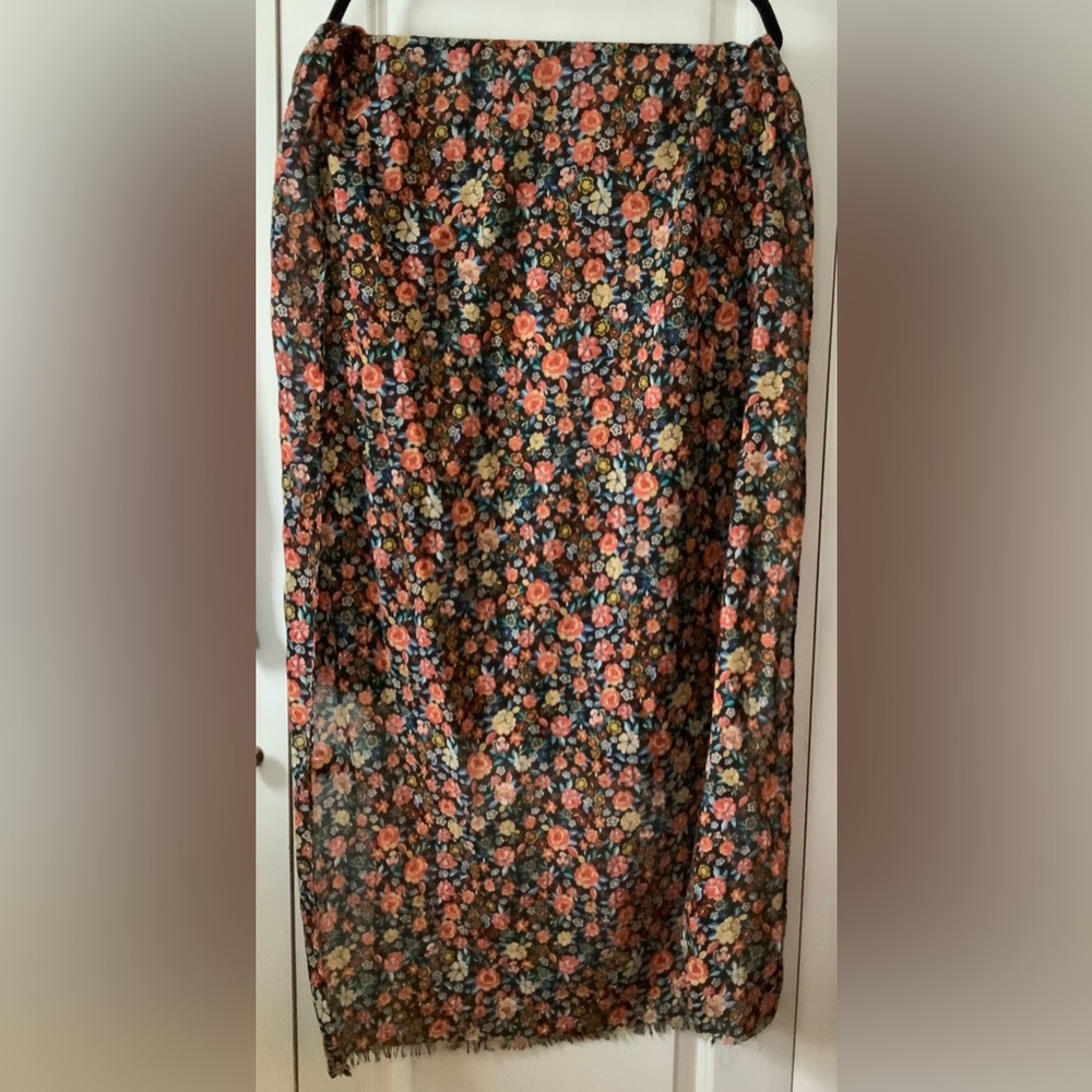 Black floral scarf